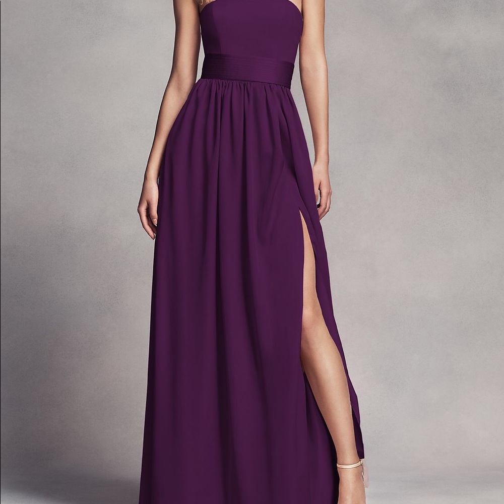 Long Strapless Bridesmaid Dress with belt